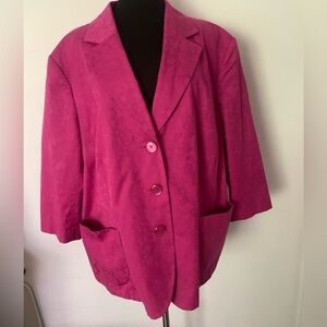 Dana Buchman Woman Blazer Plus Size 24 Pink Jacket Chic Retro Glam Floral Y2K